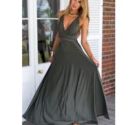 Femmes D’été Sexy Dos Nu Robes De Soirée Demoiselles D’Honneur Multiway Wrap Convertible Las Cross Bandage Robe De Soirée, Gray China, XL