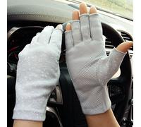 Femmes Dames Gants de Conduite Cyclisme Demi-doigts Maille Mitaines Coton Eté GYM Fitness Entraînement Moufles Silicone Respirant Court Protection Solaire Golves Sport pour Vélo Moto Équitation Voyage