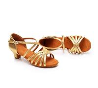Femmes dames Low Dancing Ballroom Tango chaussures sandales (Gold, 37)
