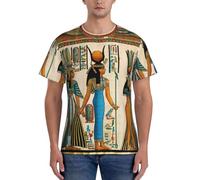 Femmes dans l'Égypte antique Imprimé Hommes Classique Manches Courtes T-Shirt Respirant Été Casual Entraînement Fitness Vêtements, Noir , L