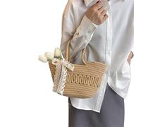 Femmes De Paille De Paille Fashion Beach Capacité À Main Époux D'été