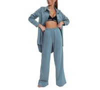 Femmes de Soie Satin Pyjamas Pjs Ensembles Deux Pièces Loungewear Set Bouton Up Pyjama Chemise Vêtements de Nuit
