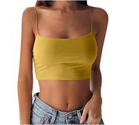 Femmes Débardeur Été - 2025 Femmes Bustier Bandeau Tops Gilet rembourré à Bretelles Ajustables Coupe ajustée Tee-Shirt Col V Femme Débardeurs pour Femmes Soutien-Gorge Soutien Gorge de Yoga