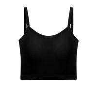 Femmes Débardeur sans Manches avec Soutien-Gorge intégré Débardeurs de Yoga Soutiens-Gorge de Sport Dos croisé (FR/ES, Alpha/Lettres, Taille Unique, Taille Normale, Taille Normale, Noir)