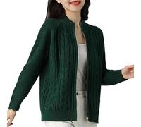 Femmes Demi-Col Haut Fermeture Éclair Tricoté Cardigan Veste À Manches Longues Cardigans Épaissir Pull