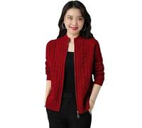 Femmes Demi-Col Haut Fermeture Éclair Tricoté Cardigan Veste À Manches Longues Cardigans Épaissir Pull