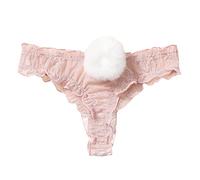 Femmes Dentelle Maille Coton Tongs Culottes Sexy Lapin Queue Taille Femme caleçon Pantys Lingerie Ensemble Doux