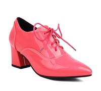 Femmes Derbys Lacets Cuir Souple Dancing Chaussures Chunky Heel Ballroom Shoe British Style Oxfords Chaussures pour Femme Filles Dames Rose Taille 38