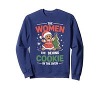 Femmes Derrière Cookie in The Oven Noël Grossesse Maman Maman Sweatshirt, Unisexe pour Adultes, Bleu Marine, M