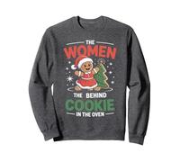 Femmes Derrière Cookie in The Oven Noël Grossesse Maman Maman Sweatshirt, Unisexe pour Adultes, Chiné Foncé, S