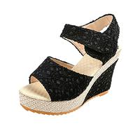 Femmes D'été Croix Cheville Sangle Compensée Plate-Forme Sandales À Talons Hauts Espadrille À Bout Ouvert Été Sandale Bride Cheville Boucle Chaussures Bout Ouvert Sexy Mode Soirée Mariage Cérémonie