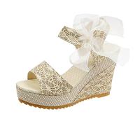 Femmes D'été Croix Cheville Sangle Compensée Plate-Forme Sandales À Talons Hauts Espadrille À Bout Ouvert Été Sandale Bride Cheville Boucle Chaussures Bout Ouvert Sexy Mode Soirée Mariage Cérémonie