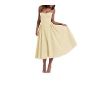 Femmes D'été Nouveau Français Rétro Maxi Robe Royal Style Dopamine Usure Slip Robe, primrose, L