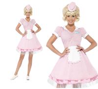 Femmes Diner Costume Fille 50s Déguisement Rose Rock N Roll UK 4-18