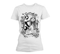 Femmes Disney Licence Officielle Nightmare Before Christmas T-Shirt imprimé, Blanc, XL - EU 42-44 - Tour de Poitrine 104 cm