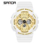 Femmes Double Affichage Montres Haut De Gamme De Luxe Pour Dames Montres Sport Femmes Montres Chronologie Chronographe Affichage Led.White Small Size.