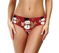 Femmes Doux Stretchy Slip Noël Sous Père Noël Imprimer Taille Basse Culottes Pour Femmes Culottes Femmes Sexy String Tanga Renne Noël Père Bonhomme de Neige imprimé Slips sous-vêtements Noël