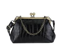 Femmes en cuir PU Épaule pince chaîne Texture bandoulière baiser serrure | Sac à main de couleur unie pour le travail, le shopping, les voyages, usage quotidien