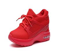 Femmes Espadrilles compensées cachées Respirant antidérapant Couleur Unie à Lacets Formateurs en Maille en Plein air Absorbant Les Chocs Chaussures de Course décontractées