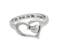 Femmes est jour ange cœur maman mes boucles d'oreilles ma mère cadeau bijoux bague partenaire bagues pour 2 argent, 10, Métal, Aucune pierre précieuse