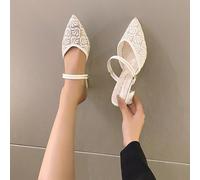 Femmes Été 2024 Nouveau Style Sandales Fermées à Talon Moyen et Épais, Style Féérique à Porter de Deux Manières, Cadeaux de Noël d'Hiver CN35,CN36,CN37,CN38,CN39,CN40,CN41,CN42,CN43