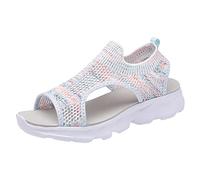 Femmes Été Mailles Plage Slip-on Sport Creux Décontracté Bout Ouvert Plat Bas Doux Respirant Chaussures, bleu ciel, 40 EU