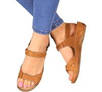 Femmes Été Ouvert Bout Confortable Plat Sdals Super Doux Premium Orthopédique Talons Bas Marche Kle Creux Rond Sdals Correcteur D’Orteil, D, 40 EU