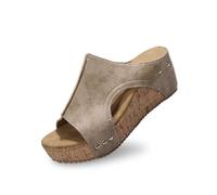 Femmes Été Sandales Marche Tongs pour Semelles Épaisses Plat Chaussures Bout Ouvert Bohème Talon Compensé Plate-Forme Confortable Mules Sabots