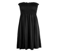 Femmes Été Sweetheart Solid Wrap Taille Haute A-Line Robe Plissée Bohème Plage Mini Jupe, Noir , XL