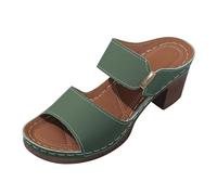 Femmes Europe et les États Commerce Extérieur Grands Yards Bout Ouvert Un Mot Pantoufles à Talons Hauts Féminins Frontière Talon Épais Sandales Escarpins Chaussures Femmes Rouge, vert, 42 EU