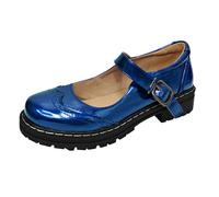 Femmes Europe et les États Frontière Sources Bouche Plate Épaisseur Fond Suspendu Boucle Unique Chaussures en Cuir Chaussures Décontractées Noir Blanc Chaussures Femmes Avec Talon, bleu, 38 EU