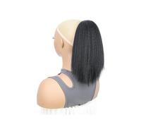 Femmes Extension capillaire synthétique à clip for femme, postiche crépu et lisse de 25 cm, avec cordon serrage Utilisation quotidienne(1B)