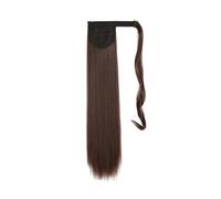 Femmes Extension capillaire synthétique queue de cheval longue et lisse, 32 pouces, fausse perruque à Clip, postiche à enrouler autour de la queue de cochon Utilisation quotidienne(Bruin,32inches)