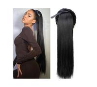 Femmes Extension de queue de cheval de cheveux humains 16-26 pouces de long et droit enroulé autour de la queue de cheval noir naturel Remy Extension de cheveux à clipser en queue de cheval for femme