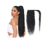 Femmes Extensions de cheveux humains brésiliens Remy crépus bouclés, queue de cheval enroulée avec pâte magique Utilisation quotidienne(24inches)