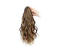 Femmes Extensions de cheveux synthétiques à clip, queue cheval bou blonde et brune, courte duveteuse Utilisation quotidienne(4H27)
