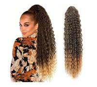 Femmes Extensions de queue cheval bouclées profondes, longues vagues avec cordon serrage, fausse for femmes, synthétique Quotidien(1BT27)