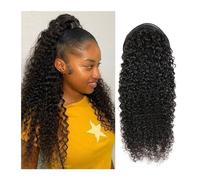 Femmes Extensions de queue de cheval Clip Brizilian en queue de cheval doux au toucher cheveux crépus bouclés queue de cheval cheveux humains for les femmes cordon crépus droit Utilisation quotidienne