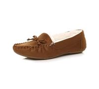 Femmes Faux Peau de Mouton Fourrure Semelle Souple Chaussure Bateau Mocassins Chaussons Pantoufle Pointure 6 39