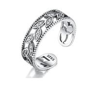Femmes? Feuilles larges anneau - Simulation brillante Diamond Rogue ouverte, cercle complet de feuilles Anneau réglable solide, bijoux pour les amoureux de la nature G