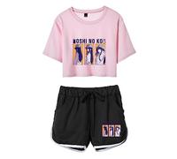 Femmes Filles Anime Oshi no KO Survêtements 2 pièces Ensemble Hoshino AI T-Shirt à Manches Courtes Short Taille élastique Arima Kana Ensemble de t-Shirts