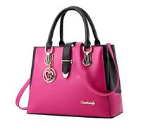 Femmes filles rétro solide chat frange épaule Zip fourre-tout sac à main élégant rétro femmes sac fourre-tout personnalisé dames sac à main Petit Lunch Isotherme Congelable (Hot Pink, One Size)