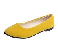 Femmes Filles Solide Grande Taille Glisse sur Plat Confort Plat Décontracté Chaussures Unique Tableau des tailles Chaussures Femmes, jaune, 38 EU