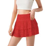 Femmes Floral Dentelle Slip Jupes Taille Basse Volants Layered Plissé Mini Jupes Y2k Flowy Tiered Short Jupe
