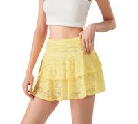 Femmes Floral Dentelle Slip Jupes Taille Basse Volants Layered Plissé Mini Jupes Y2k Flowy Tiered Short Jupe
