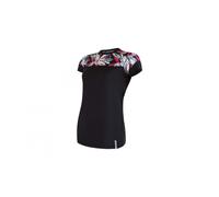 Femmes fonctionnel t-shirt SENSOR Coolmax Impressionner noir / feuilles XL