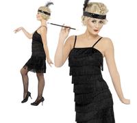 Femmes Frange Costume Charleston Noir 1920s Rugissant Gatsby Femmes Déguisement