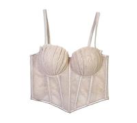 Femmes Gainante Dentelle Maille Beau Dos Sous-Vêtements Porter Exposition Et Tube Top Femmes Modèles Minces Body Buckle, kaki, 36