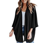 Femmes Gilet Cardigan Mode Veste Long Pull Ouvert Manche Longue Chauve-Souris Décontracté Motifs Gaufre Autpmne-Hiver Outwear en Tricot gaufré Fille Décontracté Blouson Chandail Sweater Outerwear