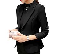 Femmes Grande Taille Blazer Veste Slim Fit Business Revers Long Manches Manteau Noir S